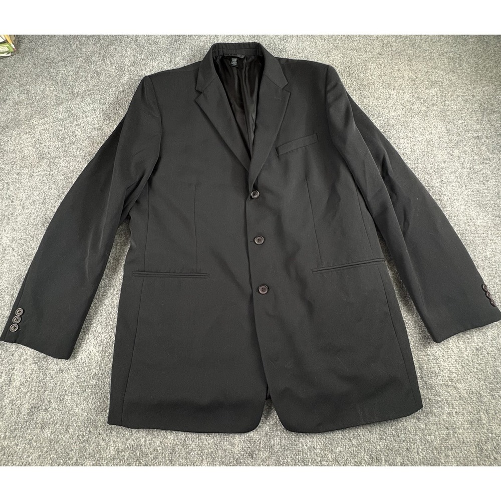 Claiborne Blazer Men's 46L Black Wool Sport‎ Coat Business Officecore Classic
